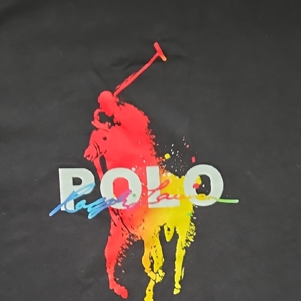 Polo Ralph Lauren Big and Tall Black Big Pony Logo Paint Splatter Sweatshirt